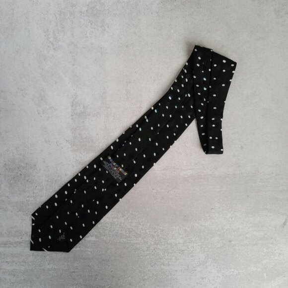 VTG 90's Looney Tunes Holiday Silk Polka Dot Tie - Picture 4 of 8